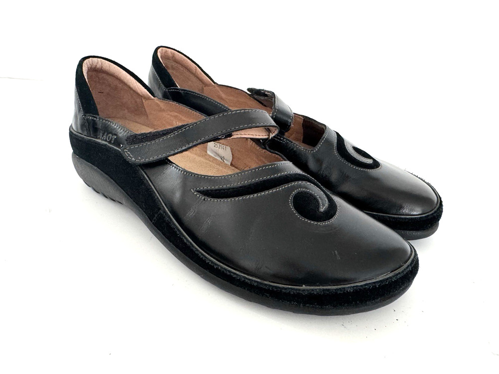 Naot Matai Mary Jane Shoes 42 US 10.5 Black Leather Koru Walking Comfort Flats